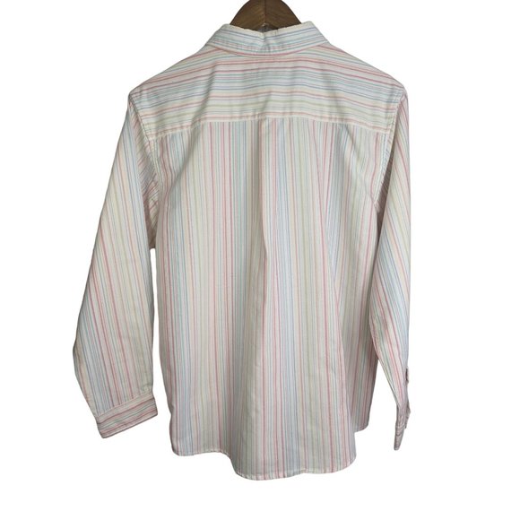 Cabin Creek Women's Wrinkle Free Strain Release Pastel Striped Button Down sz 8 - Picture 4 of 8